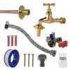 Polished brass 13mm barb tap standard connection kit – home diy accessory uk