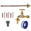 Polished brass 13mm barb tap basic connection kit – barbed hose pipe connector uk