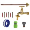 Polished brass 13mm barb tap basic connection kit – barbed hose pipe connector uk