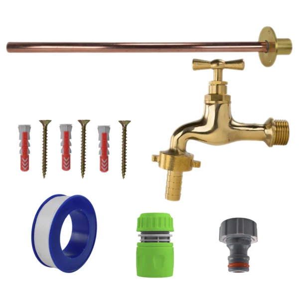 Polished brass 13mm barb tap basic connection kit – barbed hose pipe connector uk
