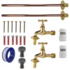 Polished brass 13mm barb tap basic connection kit x2 – heavy duty outdoor garden tap uk