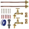 Polished brass 13mm barb tap basic connection kit x2 – heavy duty outdoor garden tap uk