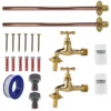 Polished brass 13mm barb tap basic connection kit x2 – heavy duty outdoor garden tap uk