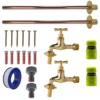 Polished brass 13mm barb tap basic connection kit x2 – heavy duty outdoor garden tap uk