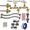 Polished brass 13mm barb tap full connection kit x2 – heavy duty outdoor garden tap uk base kit