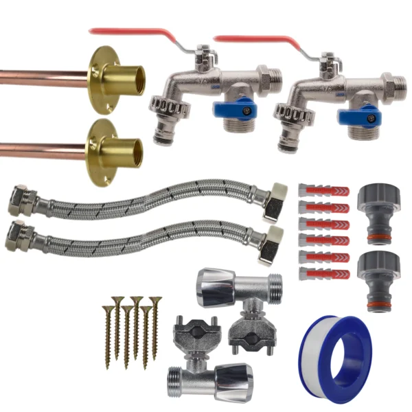 Double lever tap full connection kit x2 – home diy accessory uk